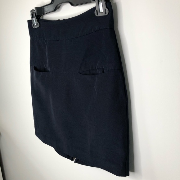 Daniela Corte Navy Blue Rear Exposed Zipper Wool & Silk Mini Skirt Size XS - Picture 3 of 4